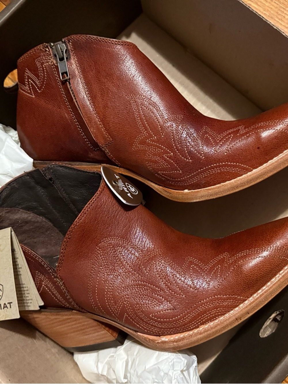 Ariat “Jolene” Brown Leather Western Ankle Bootie - Picture 6 of 7